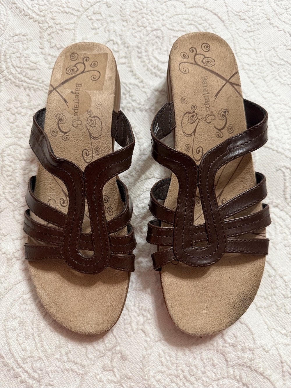 BareTraps Dark Brown Multi-Strap Slide Sandals Size 8.5